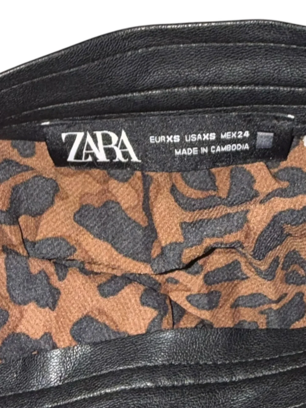 Zara Leopard Print Pleated Satin Midi Skirt XS
